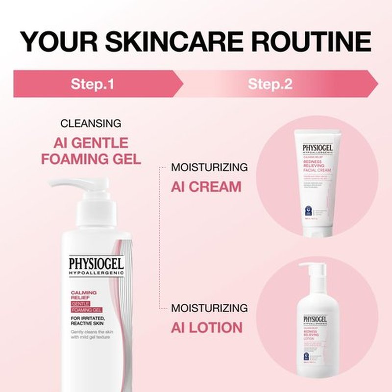 PHYSIOGEL Calming Relief GENTLE FOAMING face wash for Sensitive Skin, Hydrating Facial Cleanser With Cermaide NP, Sulfate Free, Hypoallergenic, Korean Skin care, 6.0 fl.oz