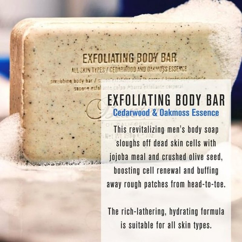 Baxter of California Exfoliating Body Bar Soap - Deep Cleansing & Moisturizing with Cedarwood & Oak Moss | 7 Ounce
