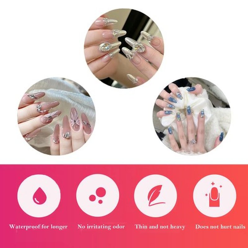 Nosacen 100% Handmade Nails,10 Pcs 3D Handmade Press On False Nails,Hand-painted Artificial Nails With Glue for Women and Girls Easy DIY Nail Art at Home Application (#8008-M)