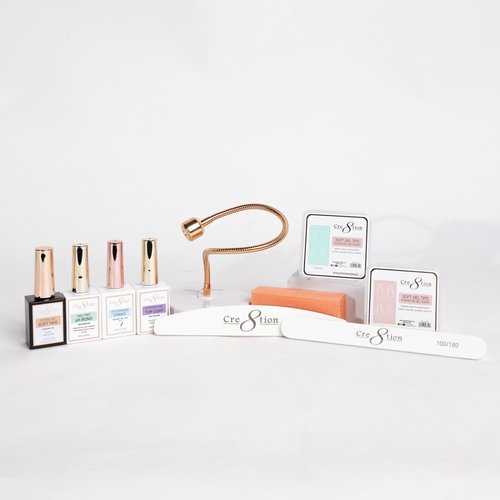 Cre8tion Soft Tips Starter Kit, Complete Gel Soft Tip Extension Set with Lamp, Gels & Tools