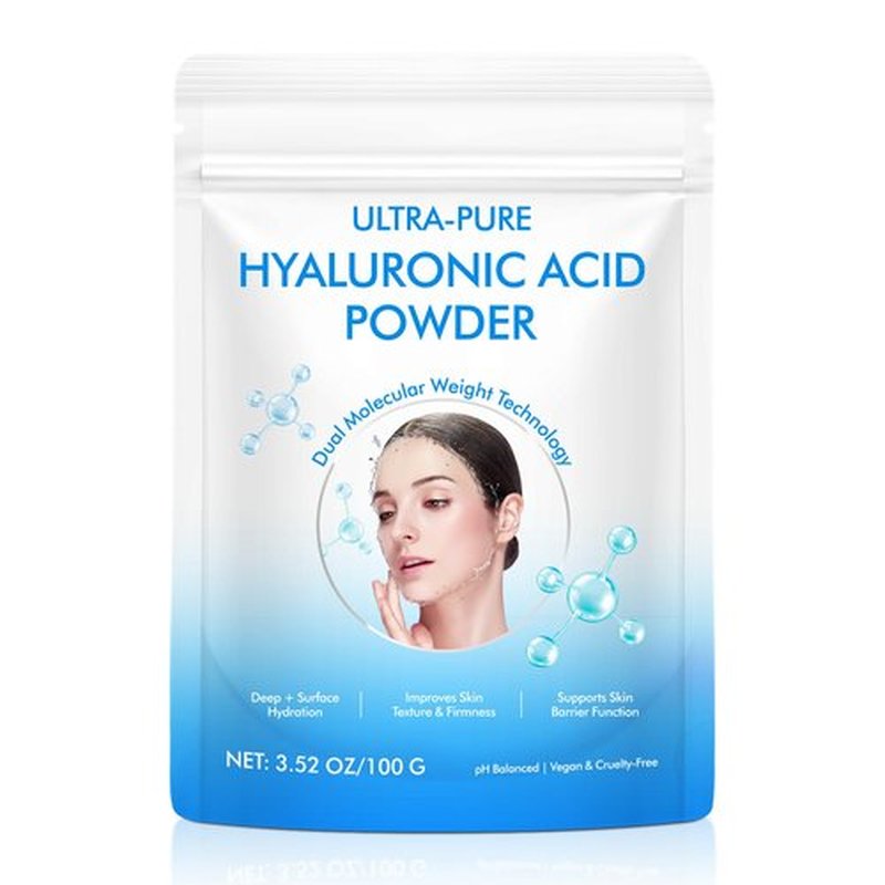 Pure Hyaluronic Acid Powder for Face & Joints, Dual Molecular Weight for Deep Hydration, Anti-Aging, DIY Serum Ingredient, Fragrance-Free, Vegan, 1 Scoop = 1 Bottle of Essence, 3.52 Oz