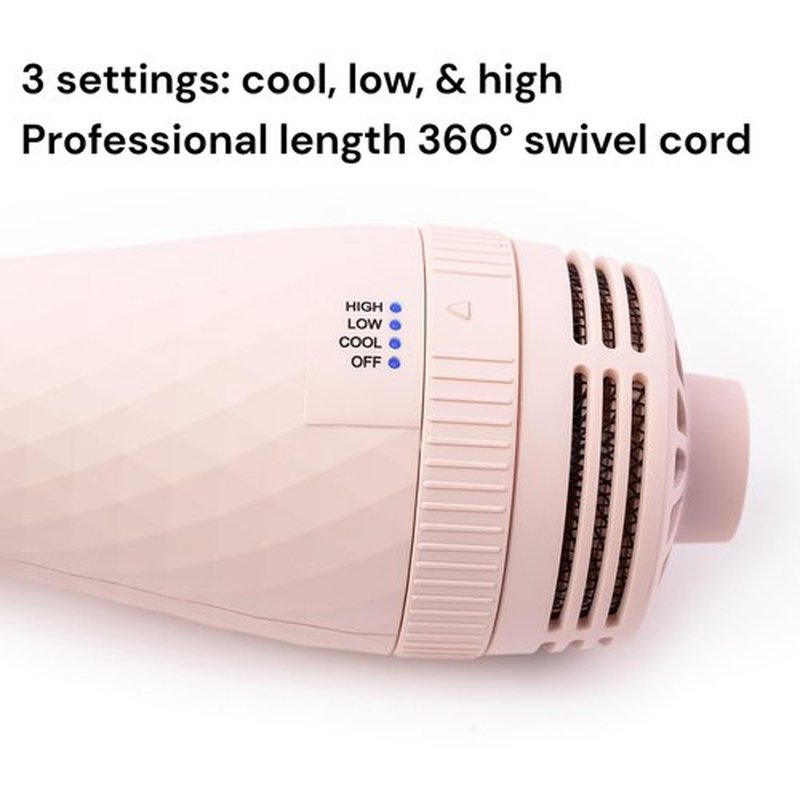 L'ANGE HAIR Le Volume 2-in-1 Titanium Blow Dryer Brush | Frizz Control Blowout Hair Dryer Brush For Drying And Straightening | Volumizing Hot Air Styler For All Hairstyles | Oval Barrel | Blush - 60mm