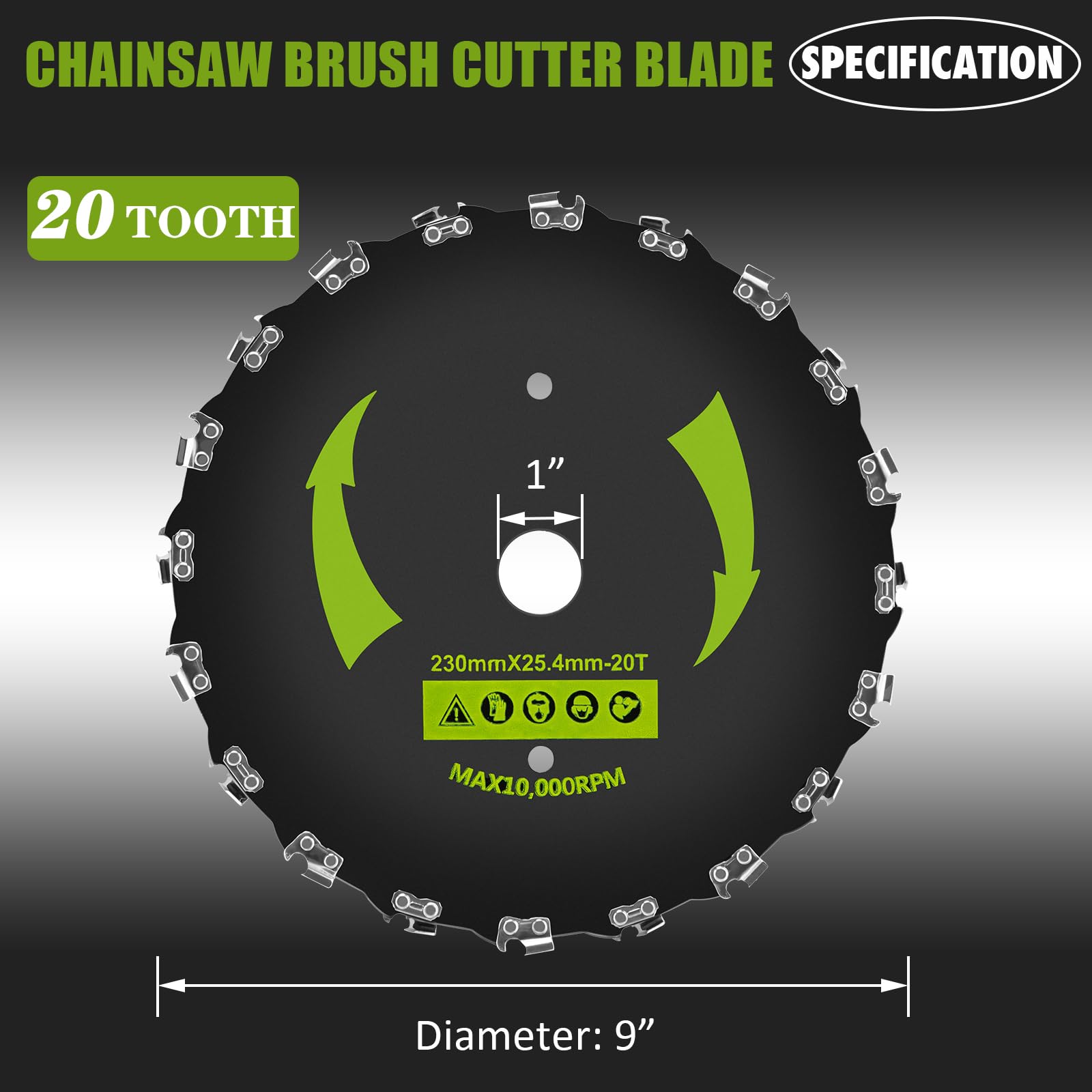 Brush Cutter Blade, 9" x 20T Brush Cutter Blades for Trimmers, Chainsaw Tooth Saw Blade,Chainsaw Brush Cutter Blade for String Trimmer,Weed Eater(2 Pack)
