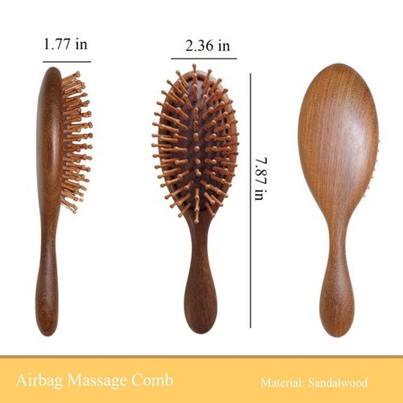 Sandalwood Hair Brush and Comb for Scalp Massage Hair for Growth Detangler Meridian Massage Comb Hairbrush Wood Airbag Comb Anti-static Air Cushion Comb