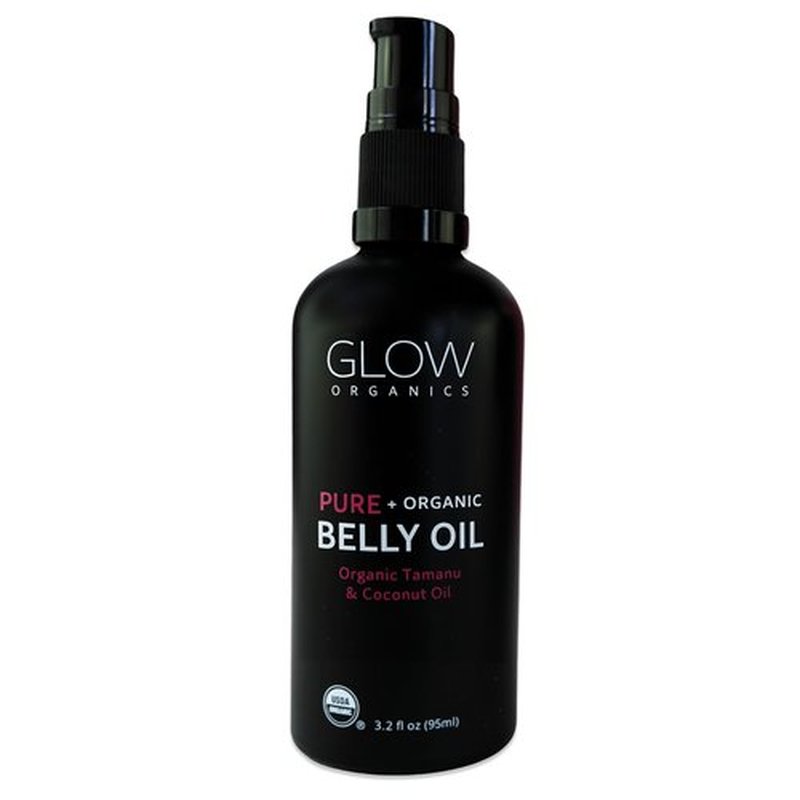 Glow Organics Belly Oil for Pregnancy, Prevents Stretch Marks & Scars, Organic Maternity Skincare, Fast-Absorbing, Pregnancy Safe Daily Ritual, 95ml