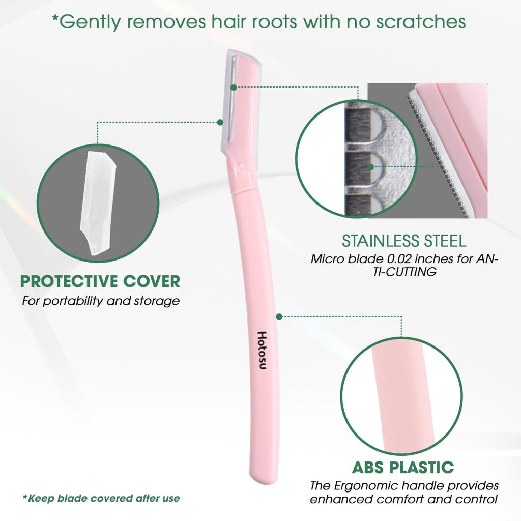Face Razors for Women & Men Face Hair, Dermaplane Razor with Protective Cap, Womens Facial Razor for Peach Fuzz & Eyebrow Grooming, Ideal Travel Friendly Gift - 9pcs
