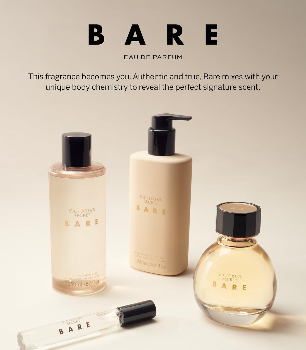 Victoria's Secret Bare Fragrance Body Lotion, Notes of Australian Sandalwood, Mandarin Madagascar & Egyptian Violet, (8.4 oz)