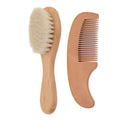 Hair Brush and Comb for Men, Soft Brush with Wood Handle, Wooden Comb for Hair and Beard, Gentle Styling Scalp Care Grooming Kit