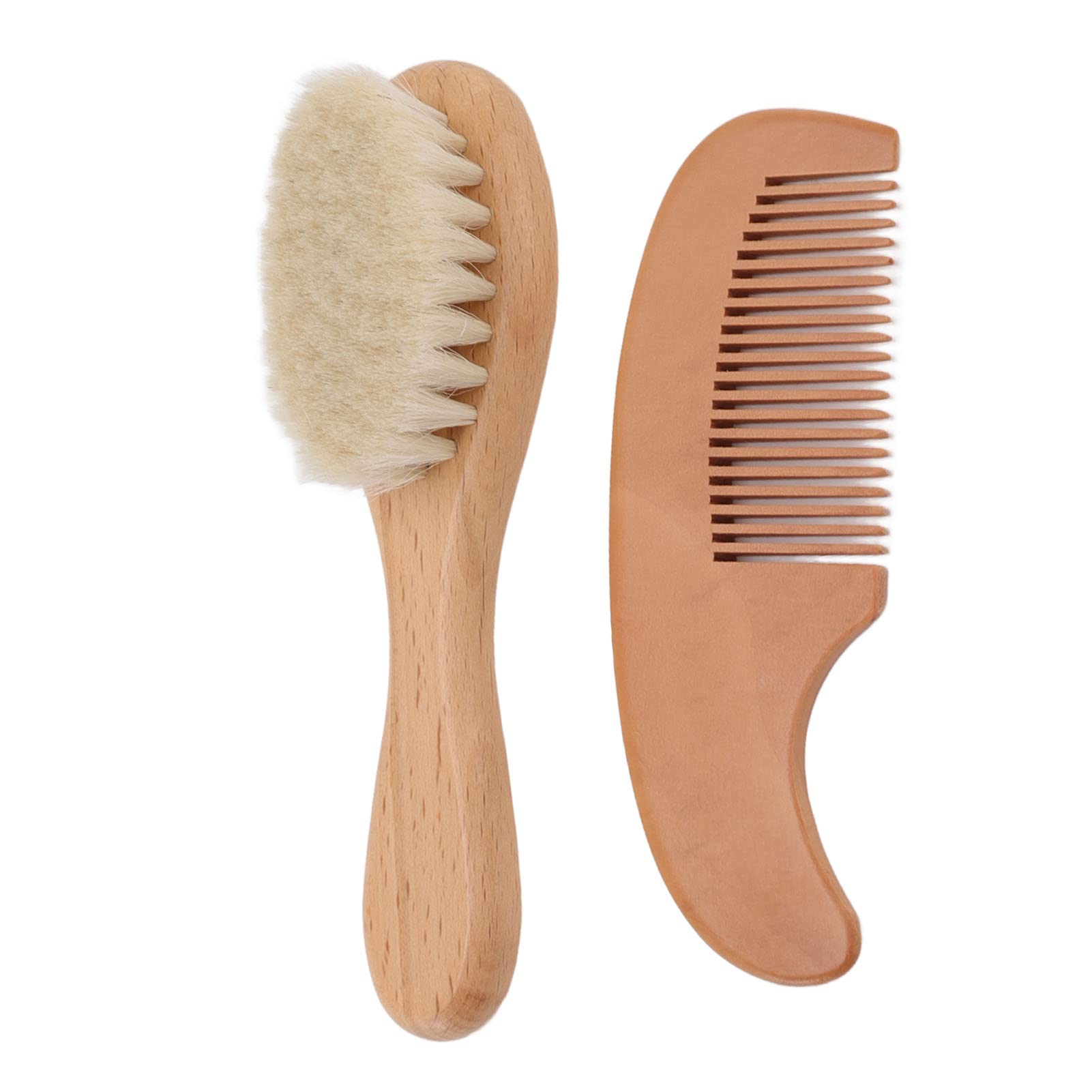 Hair Brush and Comb for Men, Soft Brush with Wood Handle, Wooden Comb for Hair and Beard, Gentle Styling Scalp Care Grooming Kit