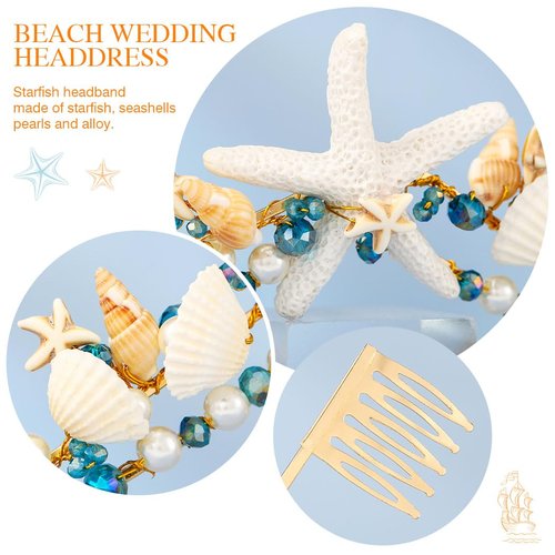 Catery Mermaid Crown Seashell Headband Starfish Mermaid Accessories Headpiece for Women