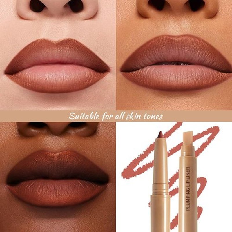JUAAZIN 2Pcs Matte Lip Liner Pencil, Plump lip pencil liner Long-Lasting Creamy Formula, With Silicone Smudger for Define Contours & Sculpting Lip,Waterproof Non-Staining Crayon Lip Liners 05#+06#