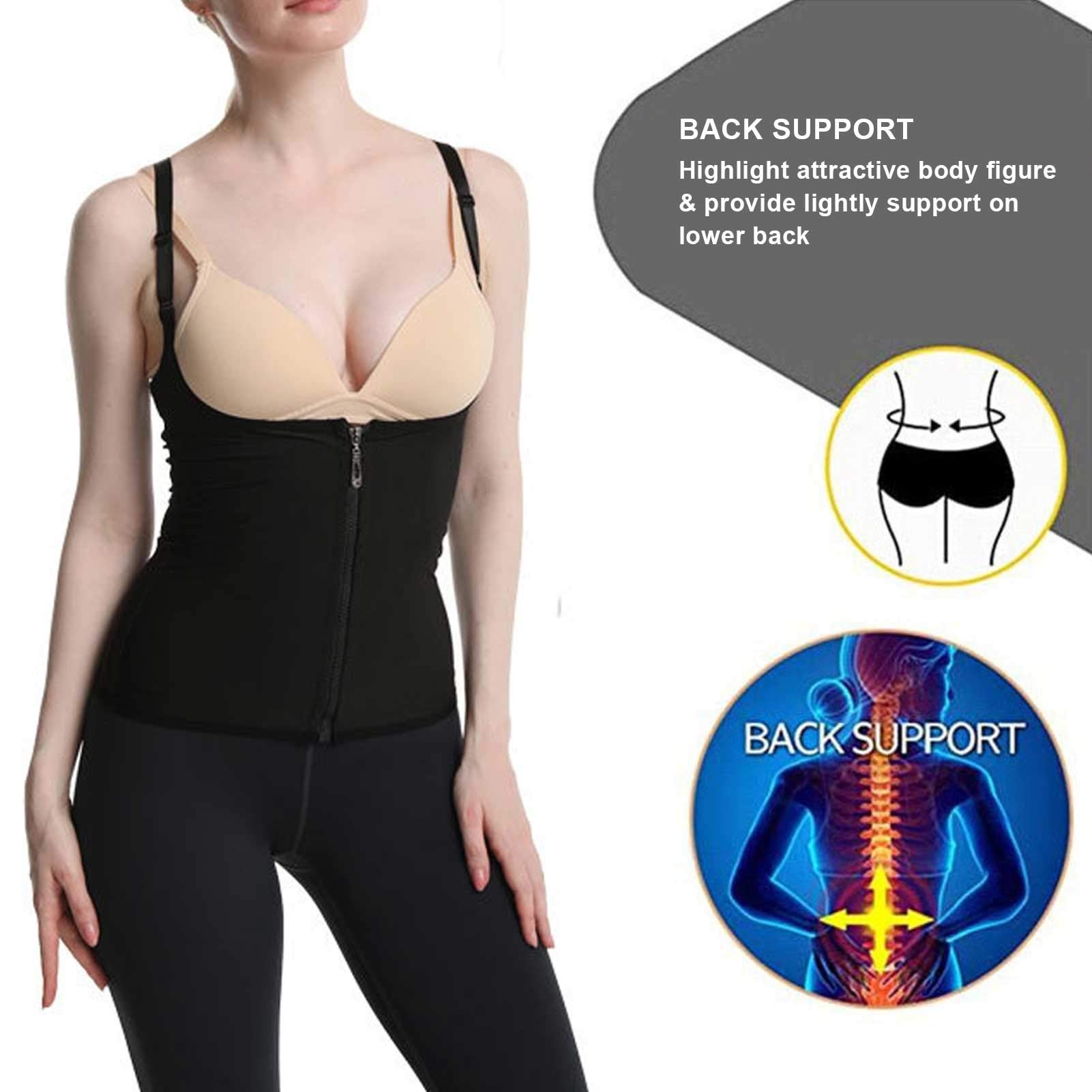 Women Waist Trainer Vest, Zipper Fitness Body Shaper Sweat Breathable Fat Burning Shapewear