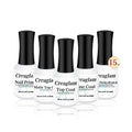 Creaglam 5-Piece Gel Nail Prep Kit - 15ml Nail Dehydrator, Primer, Base Coat, Glossy & Matte Top Coat Set - Long Lasting, Quick Drying, Acid-Free for Professional Acrylic & Gel Nail Art