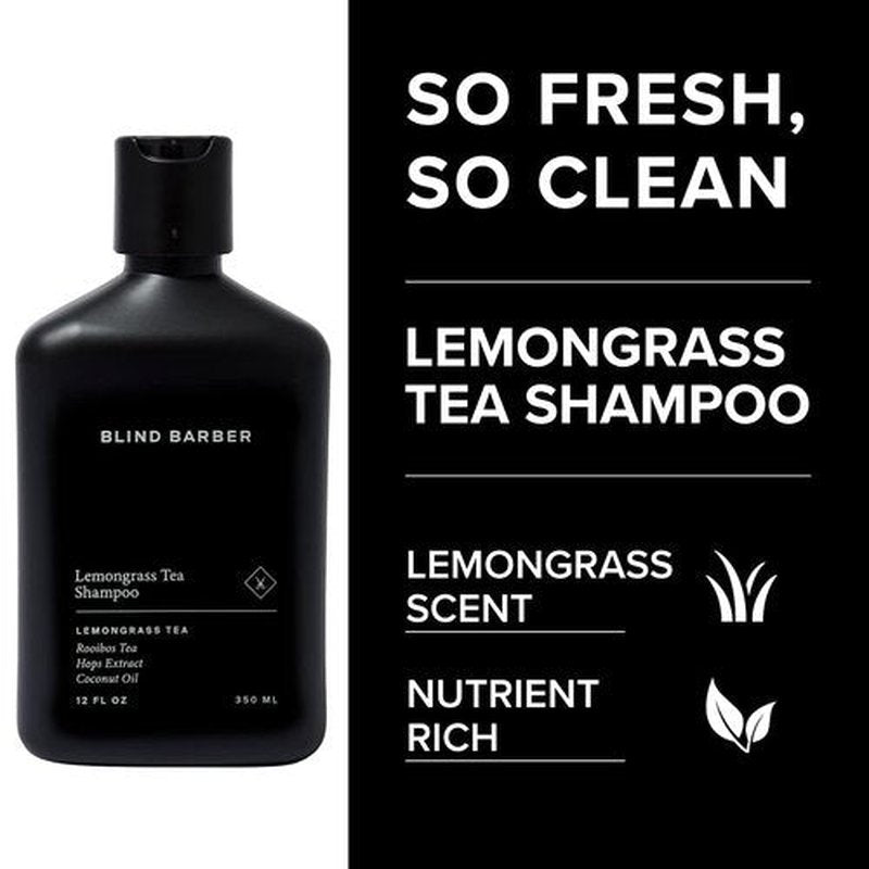 Blind Barber Lemongrass Tea Daily Clarifying Shampoo - Sulfate-Free Men's Hair Thickening Wash (12 Oz)