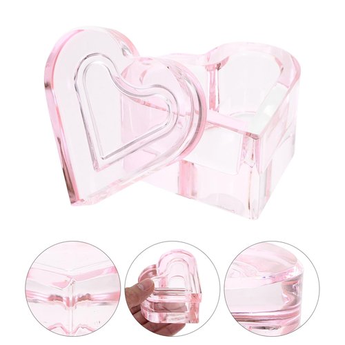 Beaupretty Heart Shaped Crystal Nail Art Dish with Lid Glass Manicure Nail Cup for Acrylic Liquids Salon Accessory for Home and Professional Use