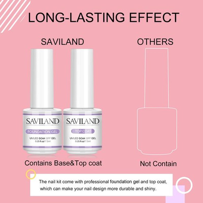 Saviland Builder Nail Gels Kit - 4 Colors Clear Nudes White Pink Hard Gel for Nail Strengthen Nail Extension Gel Kit with 100PCS Nail Forms and Acrylic Nail Brush for Beginners DIY at Home