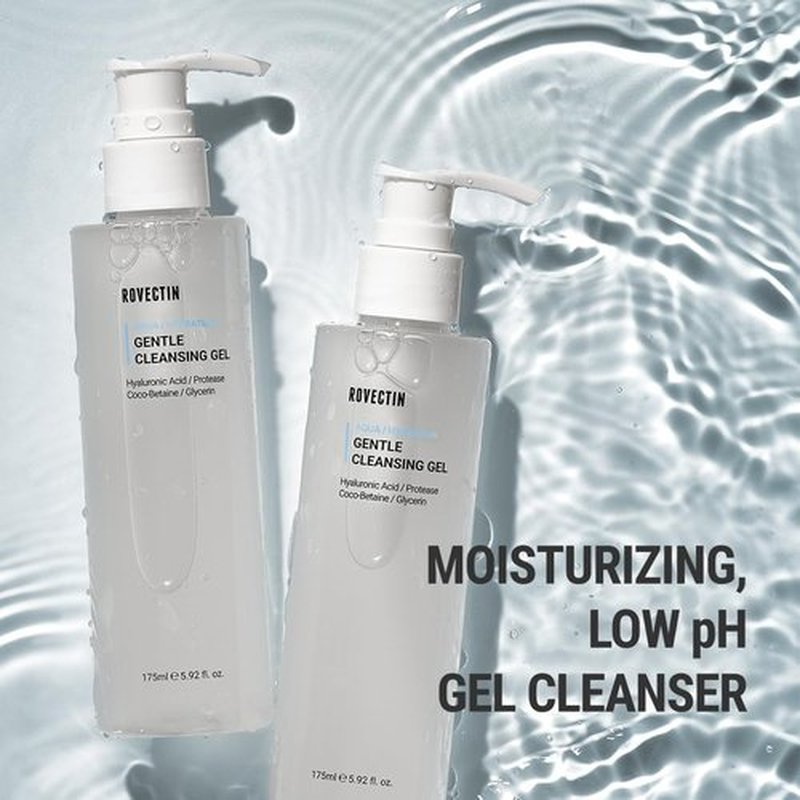 ROVECTIN Calming Lotus Water Cream (2.1 fl.oz, 60ml) Moisturizer + Aqua Cleansing Gel (5.9 fl. oz, 175ml) pH| Bundle [2 Pack]