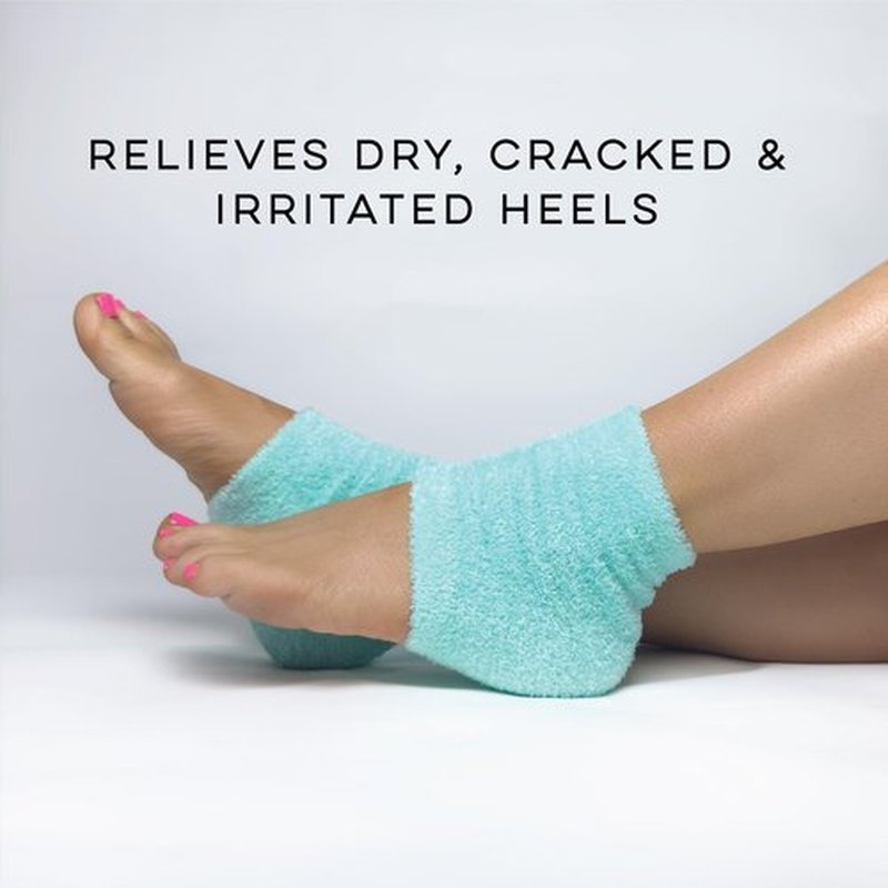 LE EMILIE 5 Toe Moisturizing Gel Socks | Perfect for Healing Dry Cracked Heels and Feet | Infused with Aromatherapy Blend of Lavender and Jojoba Oil | 1 Pair (Green Heel)