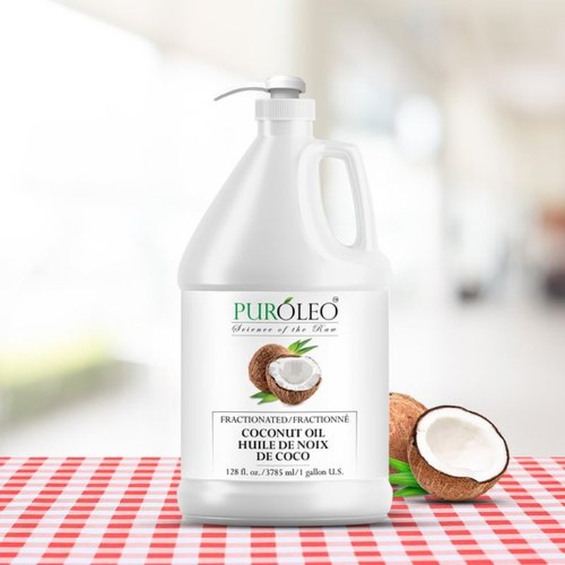 PUROLEO Fractionated Coconut Oil 128 Fl Oz/3784 ML (Packed in Canada) 100% Natural and odorless Moisturizer & Carrier Oil l Hair Skin Body, Aromatherapy, Massage, Makeup Remover
