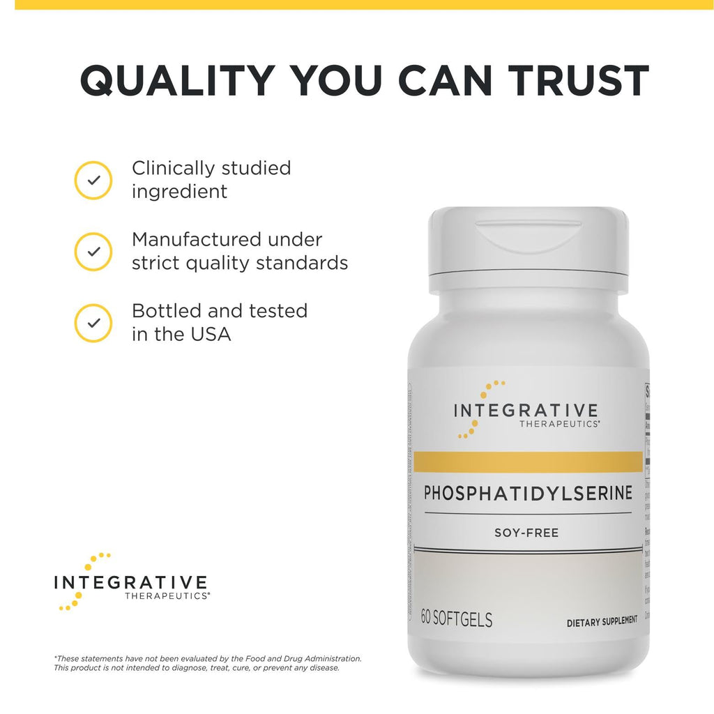 Integrative Therapeutics Phosphatidylserine - Brain & Cognitive Function Support* - Supports Healthy Stress Response* - Soy-Free, Gluten-Free & Dairy-Free - 60 Softgels (60 Servings)