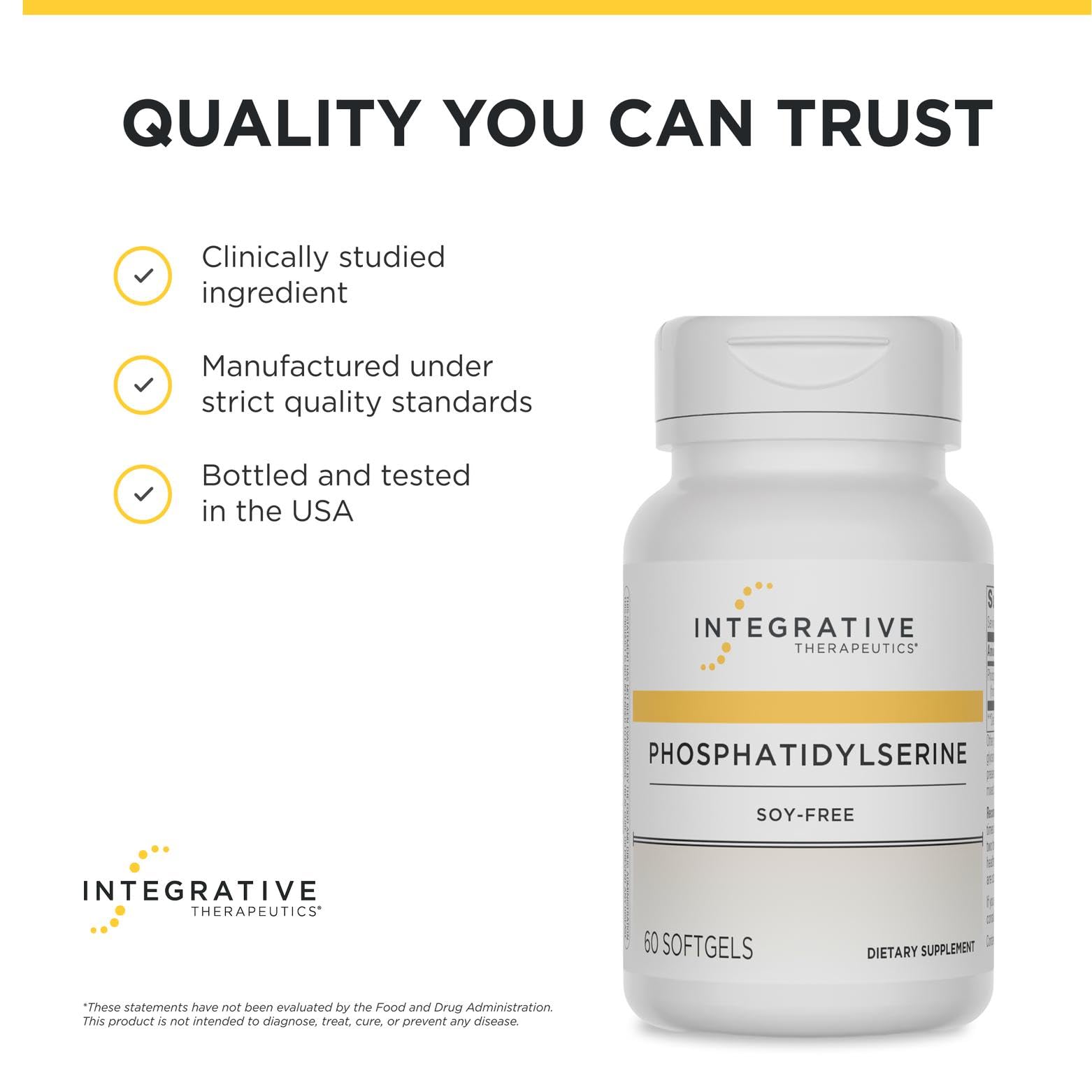 Integrative Therapeutics Phosphatidylserine - Brain & Cognitive Function Support* - Supports Healthy Stress Response* - Soy-Free, Gluten-Free & Dairy-Free - 60 Softgels (60 Servings)