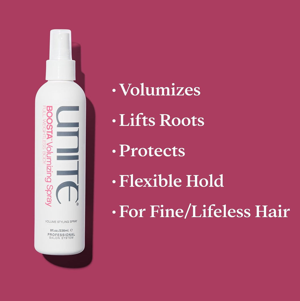 UNITE Hair BOOSTA Shampoo, Conditioner & Volumizing Spray - Adds Lift, Body & Shine for Fine Hair - 10 Fl Oz, 8 Fl Oz, 8 Fl Oz