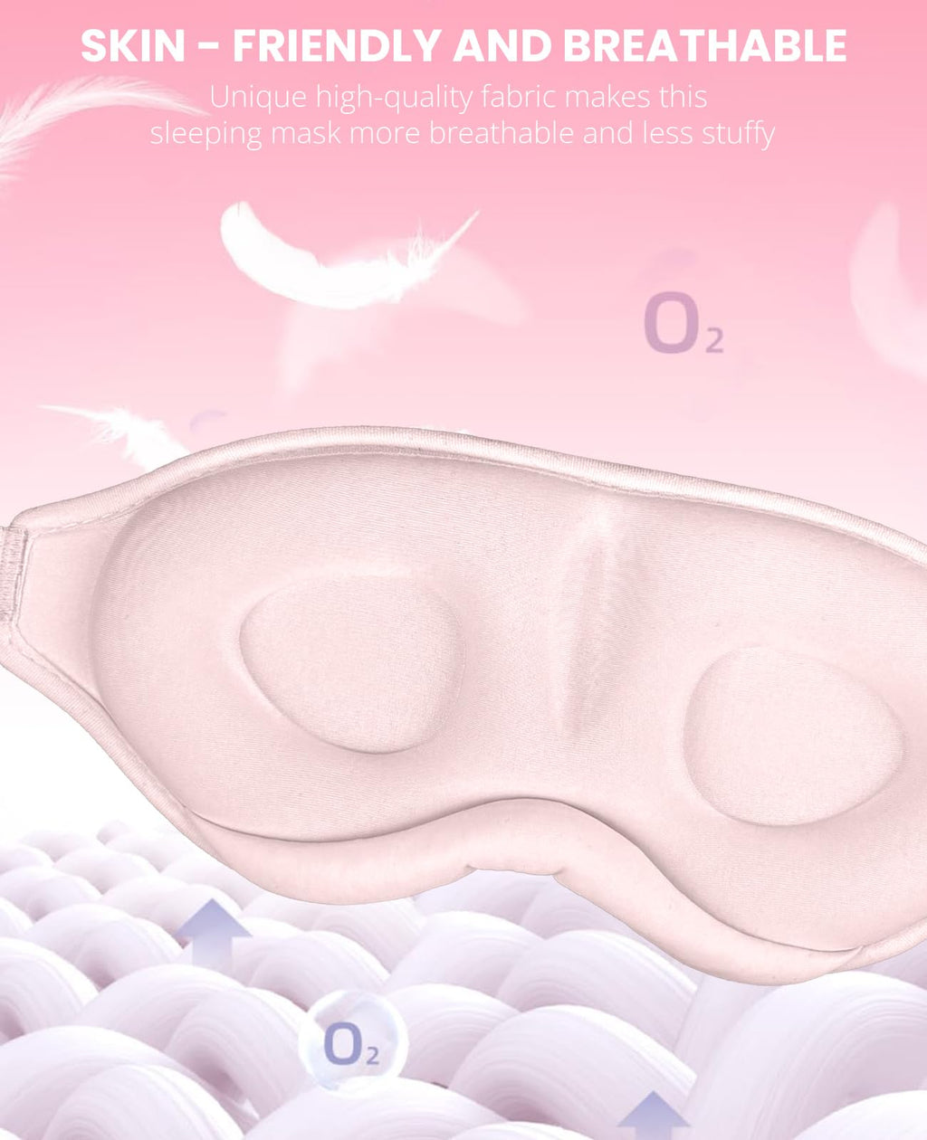 Gizmolet Sleep Mask for Side Sleeper Women Men, Light Blocking Eye Mask for Sleeping, 3D Contoured Cup Sleeping Mask for Zero Eye Pressure, with Adjustable Elastic Strap for Sleep Travel, Pink