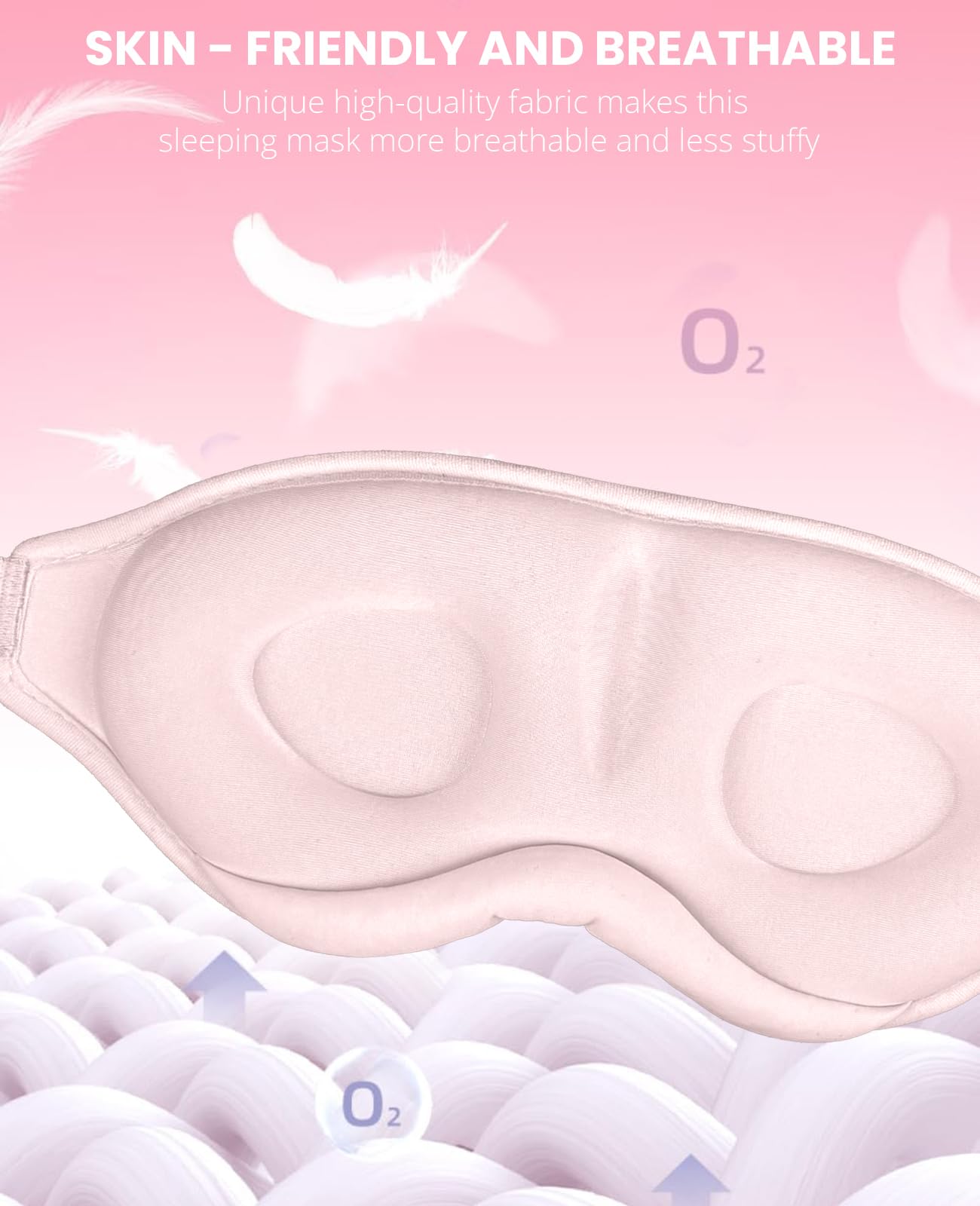 Gizmolet Sleep Mask for Side Sleeper Women Men, Light Blocking Eye Mask for Sleeping, 3D Contoured Cup Sleeping Mask for Zero Eye Pressure, with Adjustable Elastic Strap for Sleep Travel, Pink