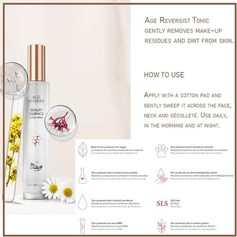 FARMASi Age Reversist Beauty Essence Tonic - Gentle Face Wash & Makeup Remover | 3.4 fl. oz / 100 ml
