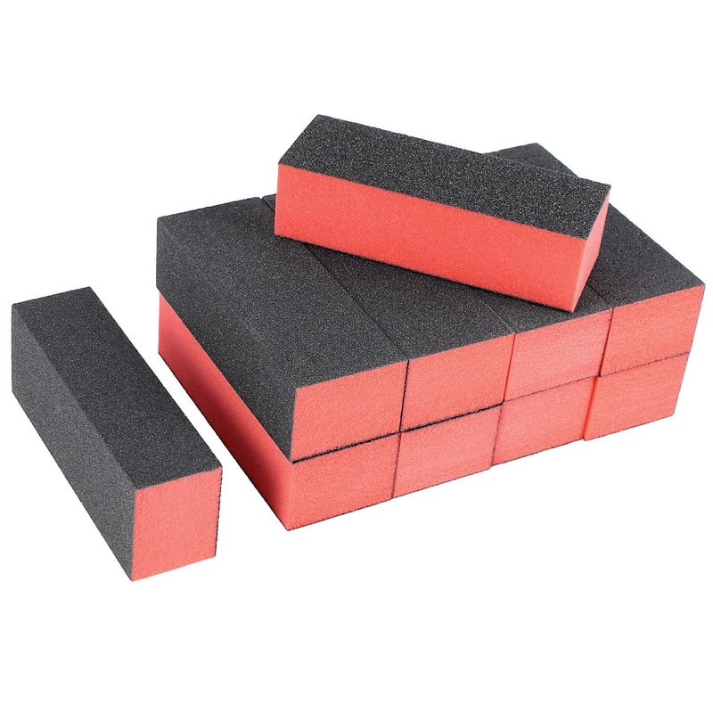 uxcell Sponge Nail File and Buffer Set, 4 Way Nail Buffer Sanding Block Manicure File Polishing Smooth Tool Kits, 10 PCS Nail Buffing Grinding Polisher File for Salon Home Use, Black Red