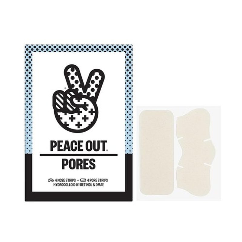 Peace Out Pore Strips - Oil Absorbing Hydrocolloid Blackhead Remover for Nose & Face | 8 Count