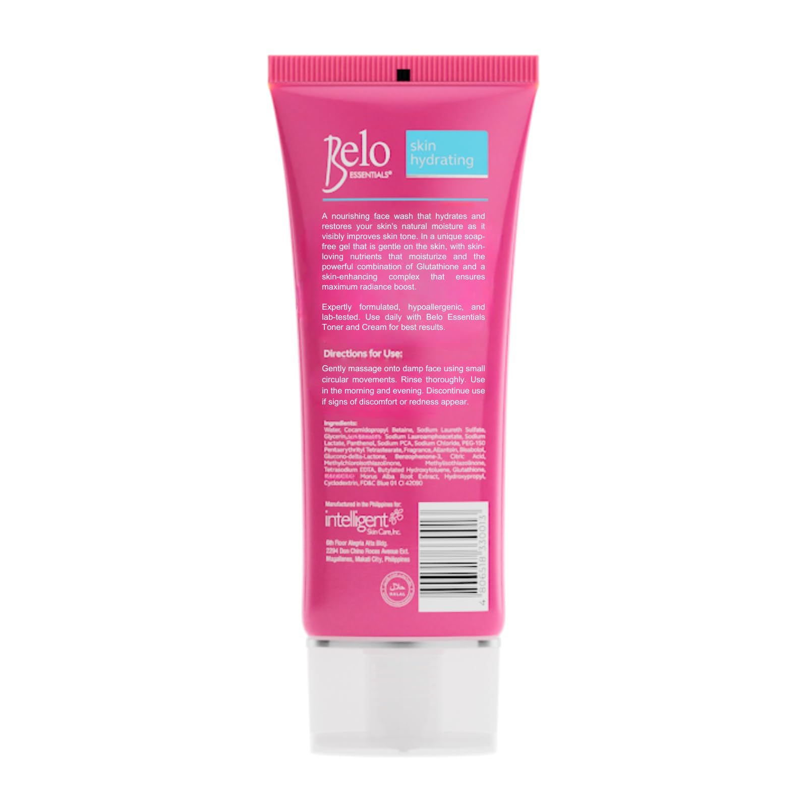 Belo Essentials Skin Hydrating Face Wash Gentle Cleanser Oil Control Gel Formula Lightweight Daily Foam Care - 100ml