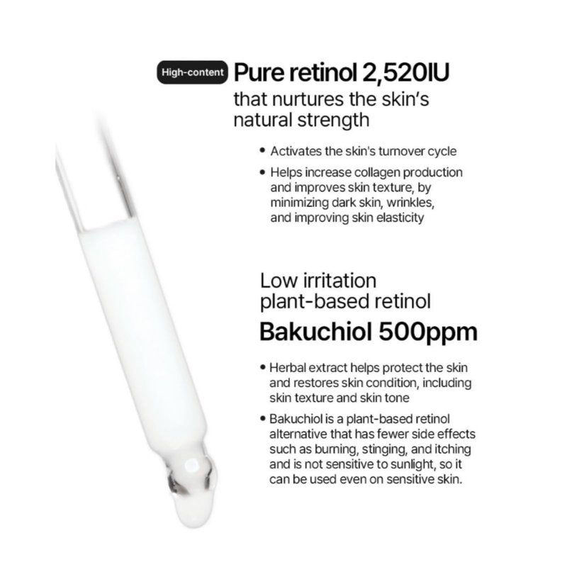 [BONAJOUR] Retichinol Power Boosting Serum with Retinol and Bakuchiol - Anti-Aging, Wrinkle Care, Enlarged Pores, Hyperpigmentation Improvement 1.05 fl.oz