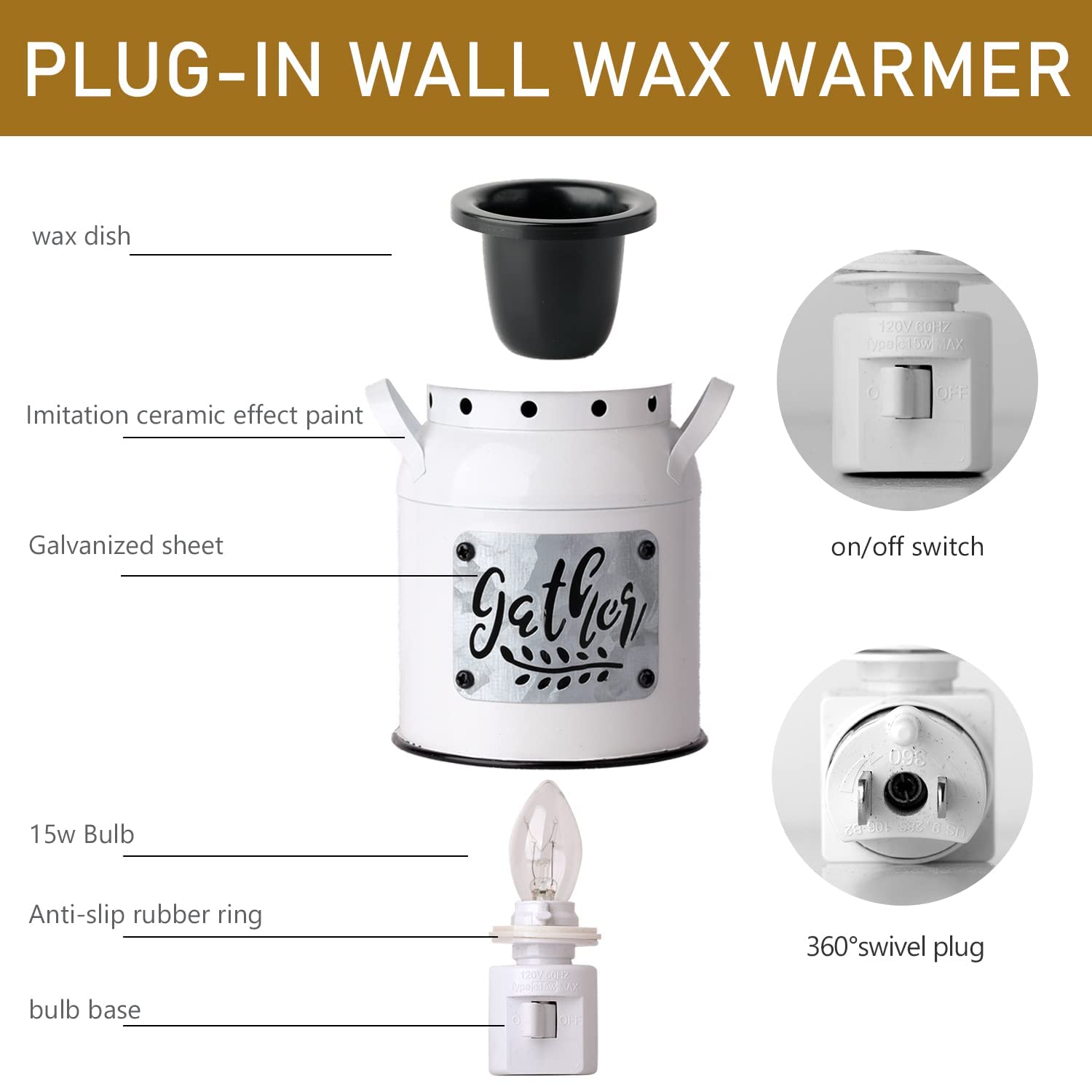 NAFANG Wax Warmer Small Size Milk can Metal Wax Melt Warmer,Wax Burner Fragrance Warmer, Plug in Fragrance Wax Warmer for Scented Candle Wax Melts and Tarts