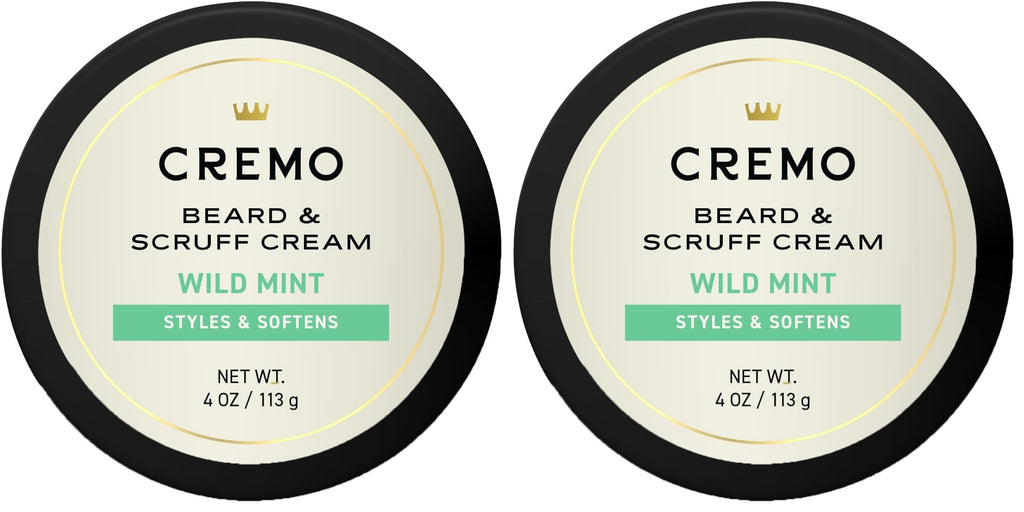 Cremo Beard & Scruff Cream, Wild Mint, 4 Ounce (Pack of 2) - Soothe Beard Itch, Condition and Offer Light-Hold Styling for Stubble and Scruff (Product Packaging May Vary)