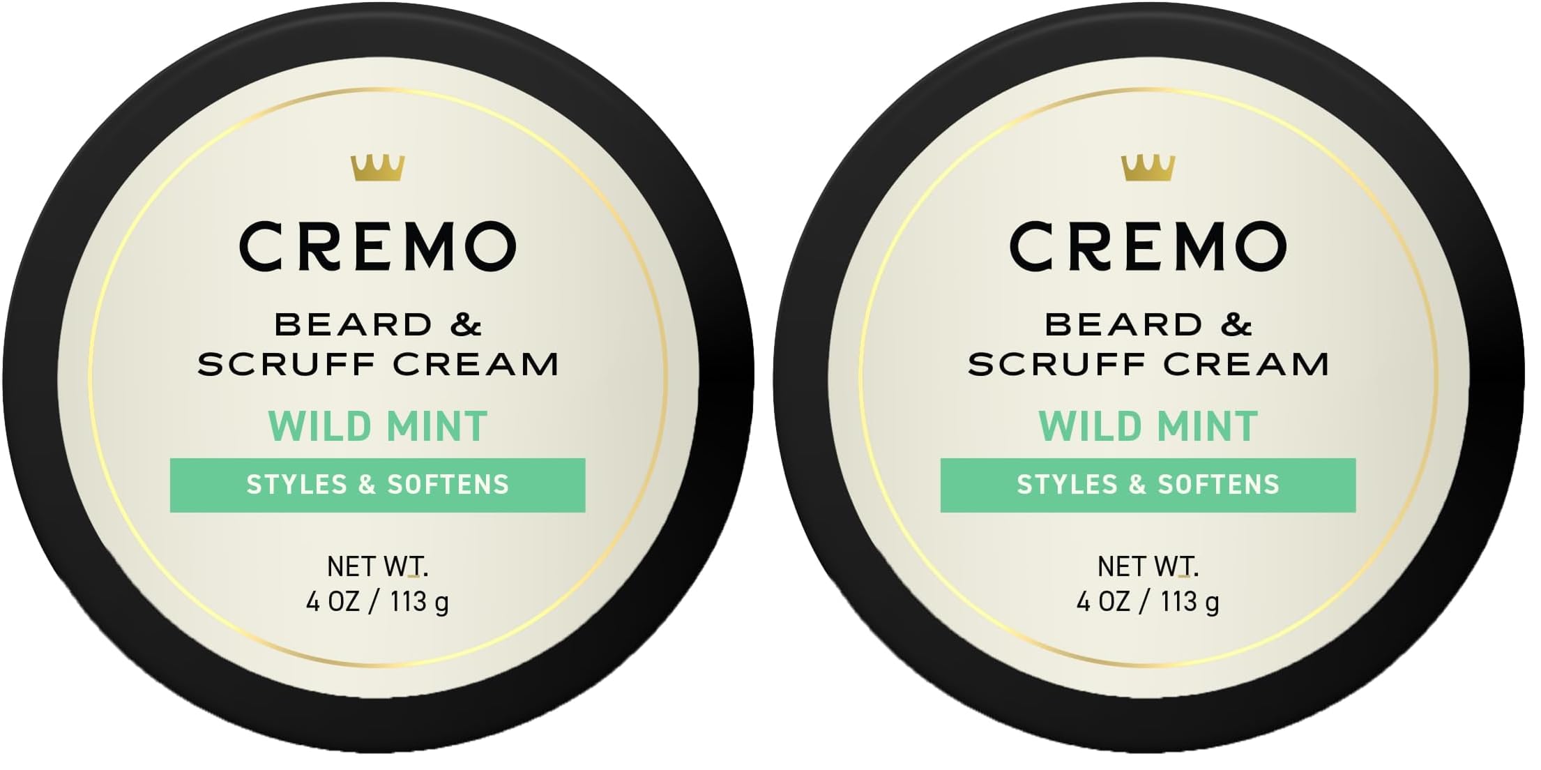 Cremo Beard & Scruff Cream, Wild Mint, 4 Ounce (Pack of 2) - Soothe Beard Itch, Condition and Offer Light-Hold Styling for Stubble and Scruff (Product Packaging May Vary)