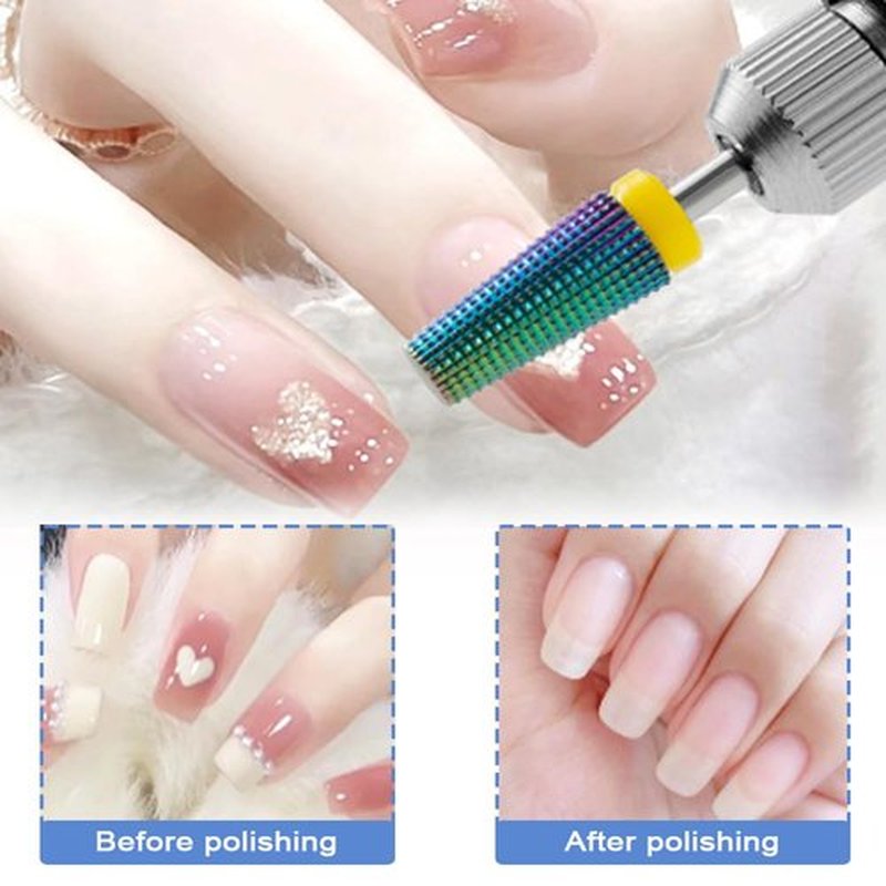 Eyech 5Pcs Nail Drill Bits Set for Acrylic Nails, Multifunctional Tungsten Steel 5 in 1 Nail Polishing Grinding Head Manicure Tool