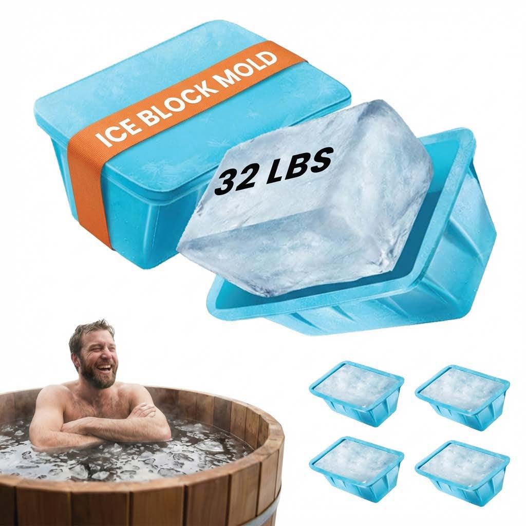 Extra Large Ice Block Mold For Ice Bath, Large Ice Mold for Freezer with Lids - Reusable, Silicone Ice Bath Accessories, Cold Plunge Giant, Ice Blocks for Chiller & Cold Therapy