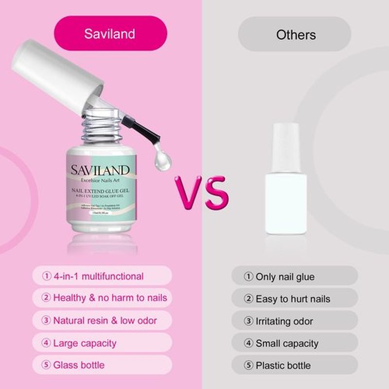 SAVILAND All in One Nail Tips and Glue Gel Kit - 240Pcs T-Shape Matte Nail Tips, 4-in-1 Nail Glue Foundation Base with Nail Gel Primer, Nail Prep Dehydrator, 16w U V Lamp, Gifts for Women