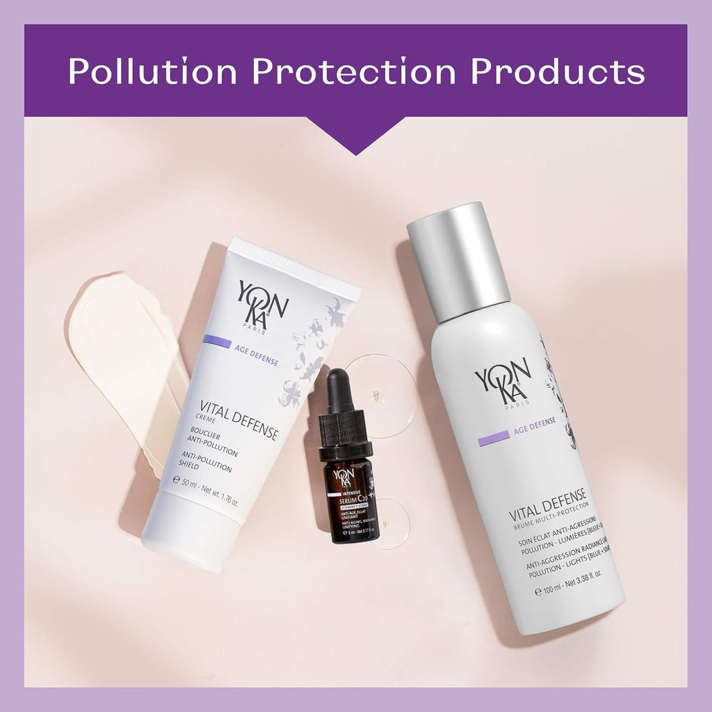Yonka Paris Vital Defense Day Cream - Pollution Protection Vitamin C Moisturizer | All Skin Types, 84% Natural