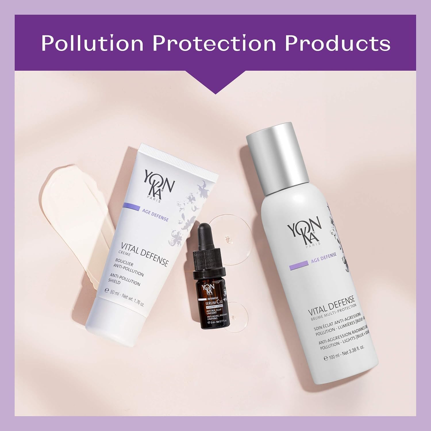 Yonka Paris Vital Defense Day Cream - Pollution Protection Vitamin C Moisturizer | All Skin Types, 84% Natural