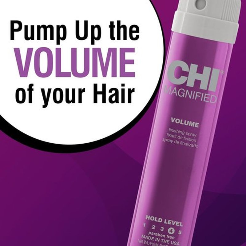 CHI Magnified Volume Finishing Hair Spray - Boost Volume & Shine, 2.6 Oz | Maximum Fullness & Resilience