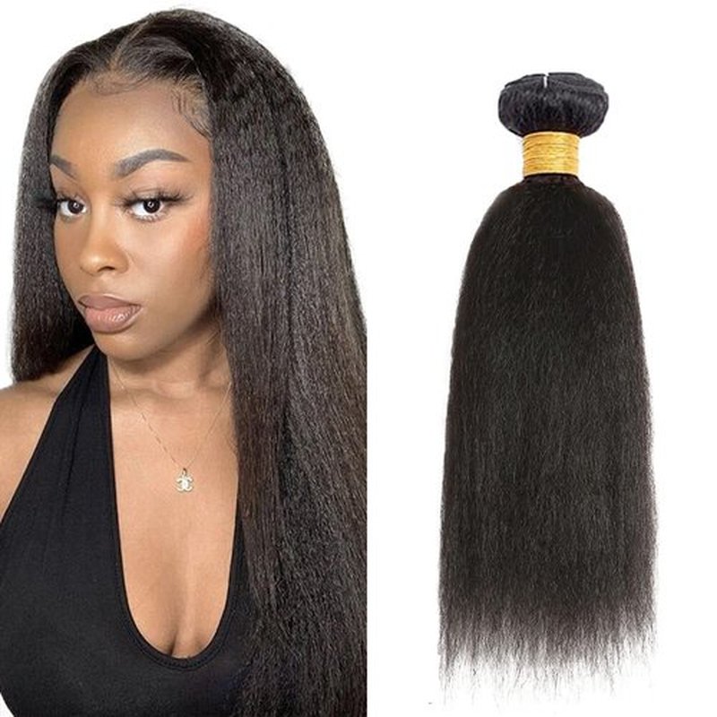 Kinky Straight Bundles Human Hair 1 Bundles 10 Inch Peruvian Virgin Hair 1 Bundles Natural Black Color Yaki Straight Hair Weave