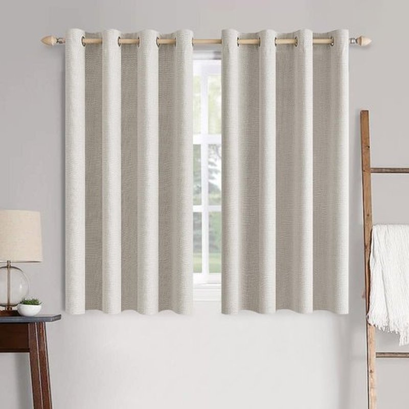 MIULEE Blackout Curtains - 100% Thermal Insulated Linen Textured Drapes | Cream White, 52 x 63 Inch (2 Panels)