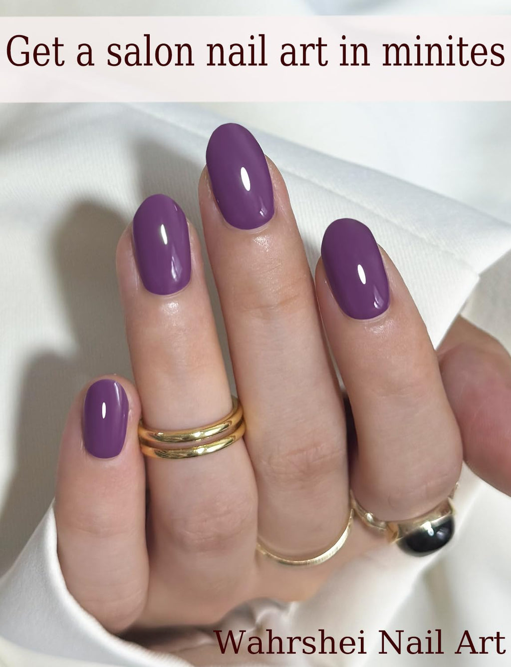 Wahrshei Gel Nail Strips No UV, Light Plum, UV Free, Long Lasting Gel Stickers - Contains 22 Wraps, 1 Prep Pad, 1 File