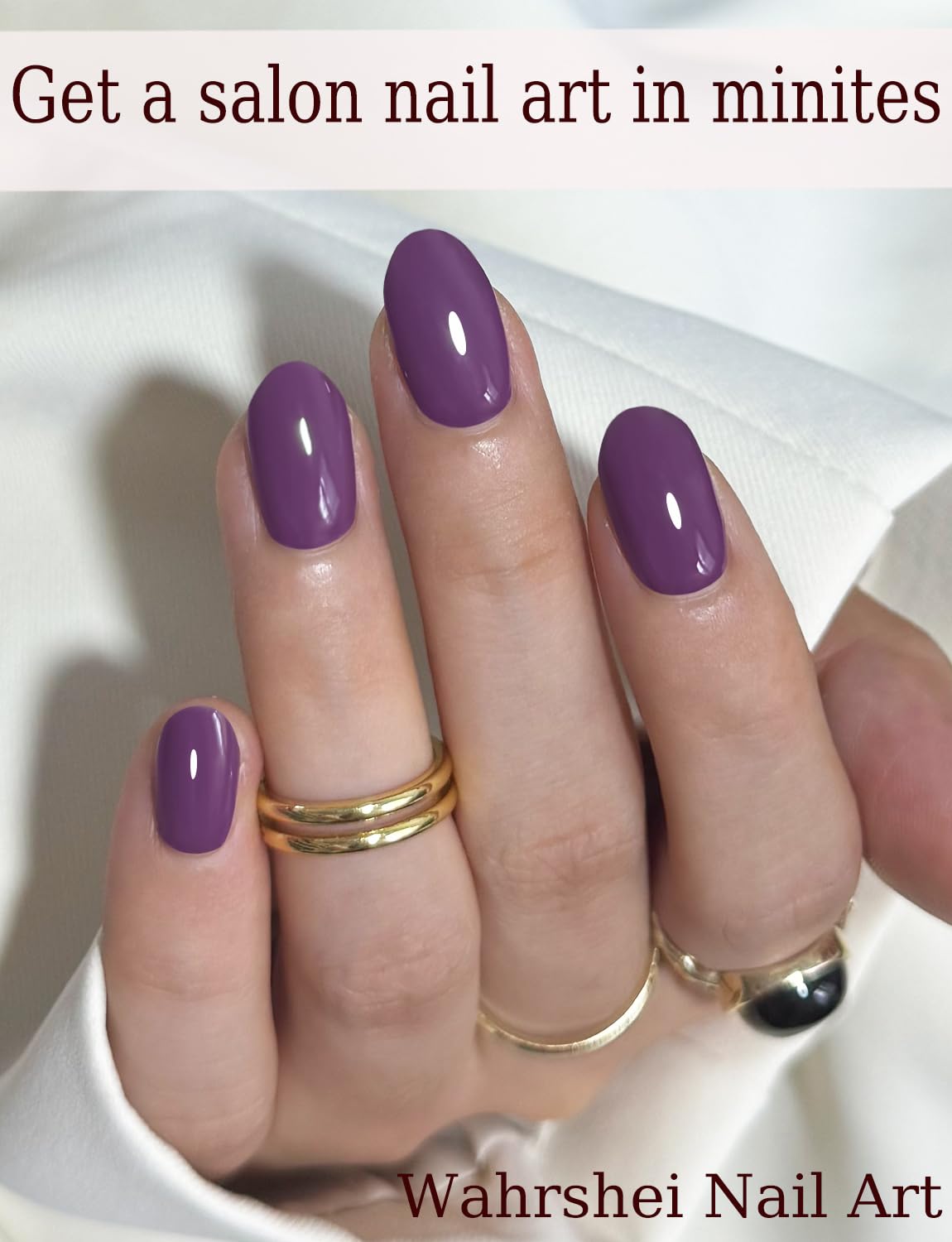 Wahrshei Gel Nail Strips No UV, Light Plum, UV Free, Long Lasting Gel Stickers - Contains 22 Wraps, 1 Prep Pad, 1 File