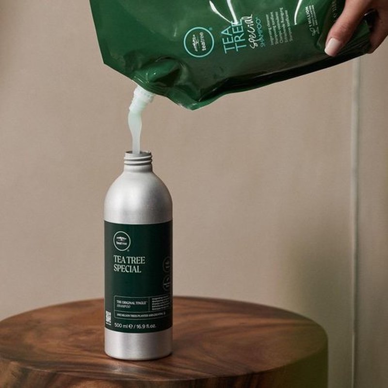 Tea Tree Special Shampoo - Deep Cleansing Formula in Aluminum Bottle & Refill Pouch | 16.9 oz + 33.8 fl oz