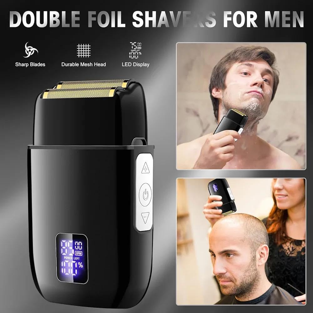 Roziapro Professional Hair Clippers for Men Zero Gapped T-Blade Trimmer Cordless Nose Hair Trimmer Electric Foil Shaver Rechargeable Hair Grooming Set with LED Display (Blue)