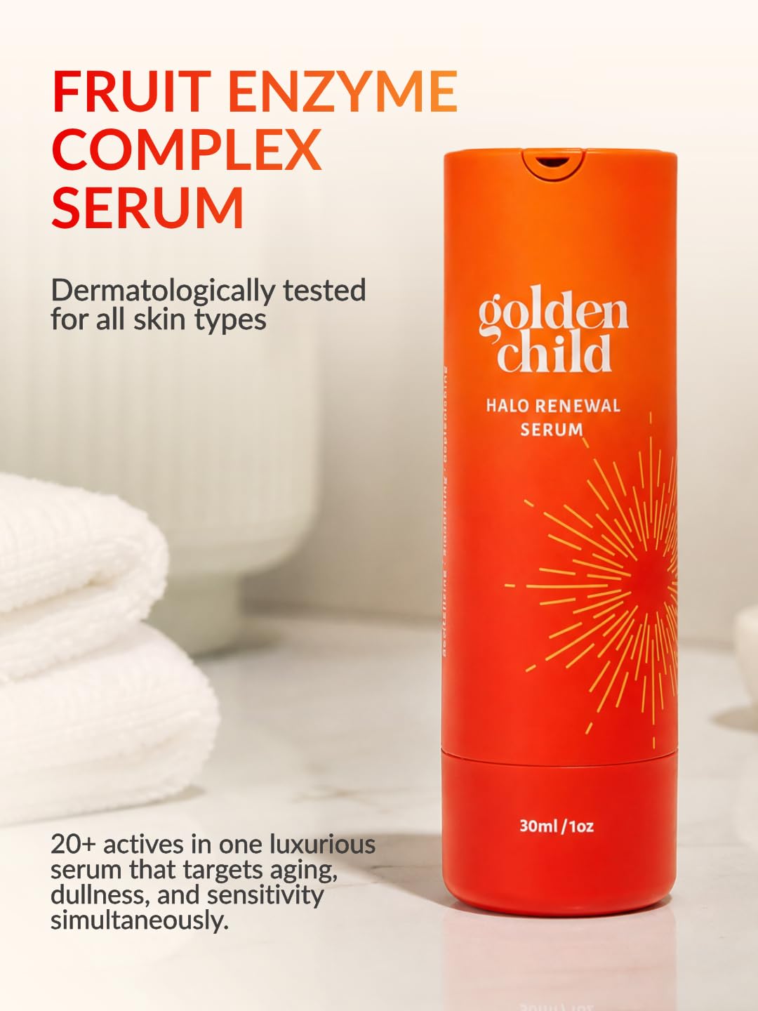 Golden Child Skin - Halo Renewal Serum | For Sensitive Skin - Blemish-Fighting Daily Facial Serum | Clears Breakouts, Minimizes Pores, Brightens Oily Skin for a Clearer, Fresh Face | 30ml / 1 oz.