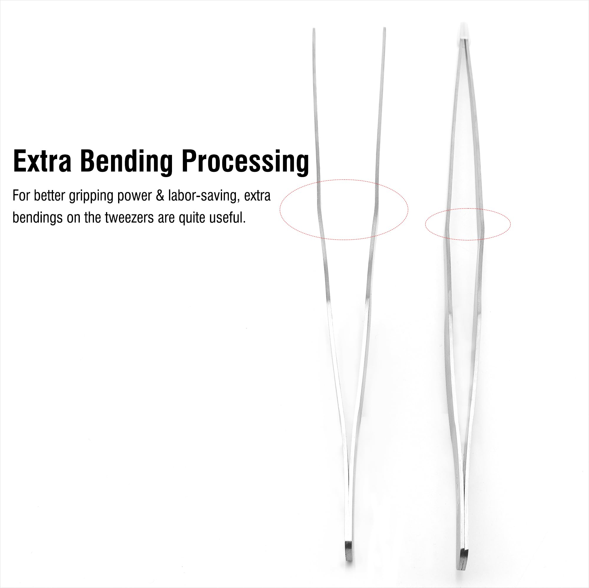 Dxobay 2Pcs 15 inch Extra Long Rustproof Tweezers for Salt & Fresh Water, Heavy Duty Reptile Feeding Tongs for Aquarium & Terrarium, Large Metal Snake Feeding Tongs, SUS 304 Stainless Steel Tweezers